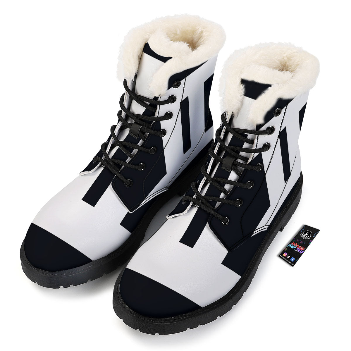 Gemini Sign White And Black Print Winter Boots-grizzshop