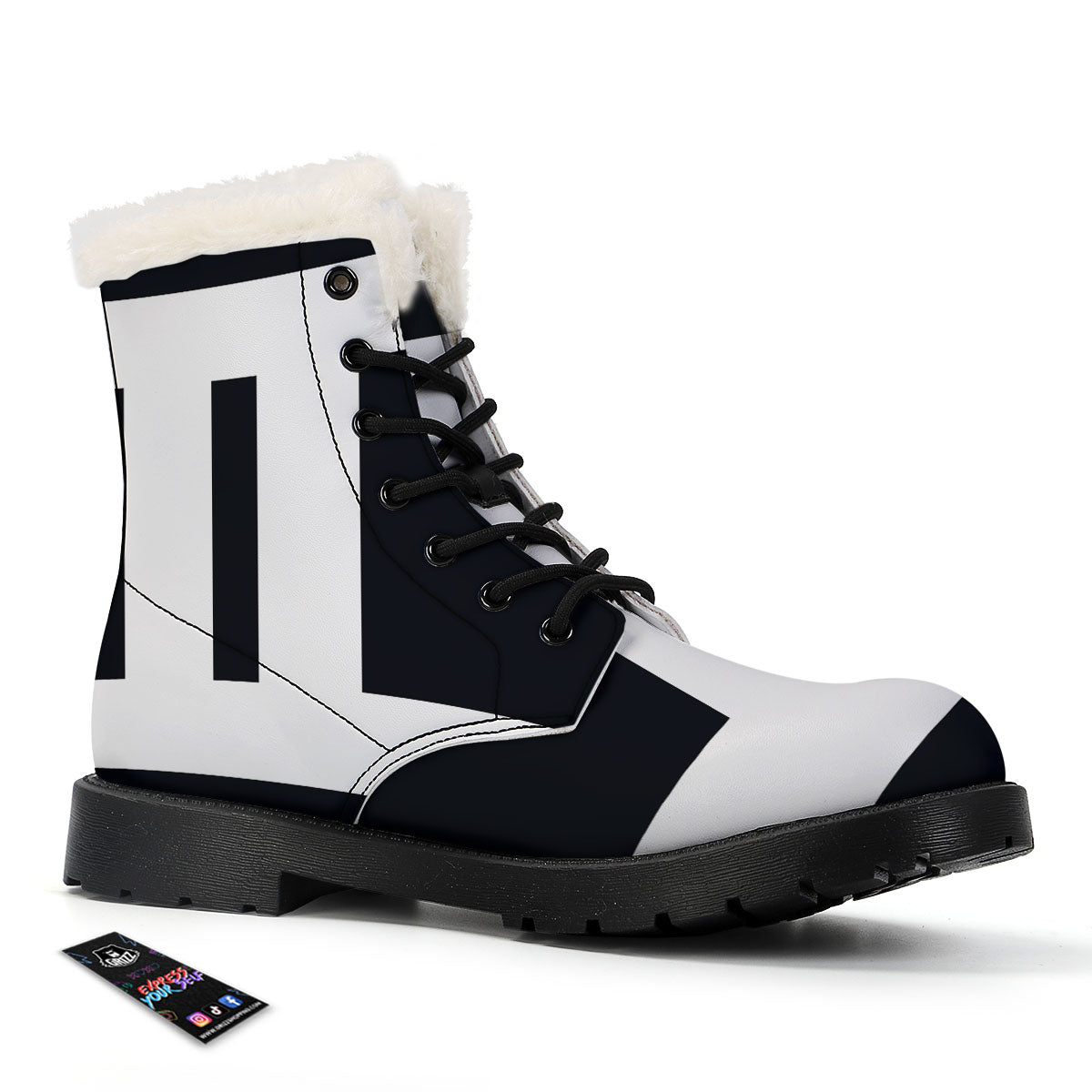 Gemini Sign White And Black Print Winter Boots-grizzshop