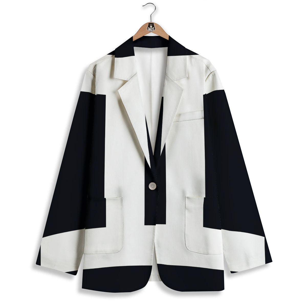 Gemini Sign White And Black Print Women's Blazer-grizzshop