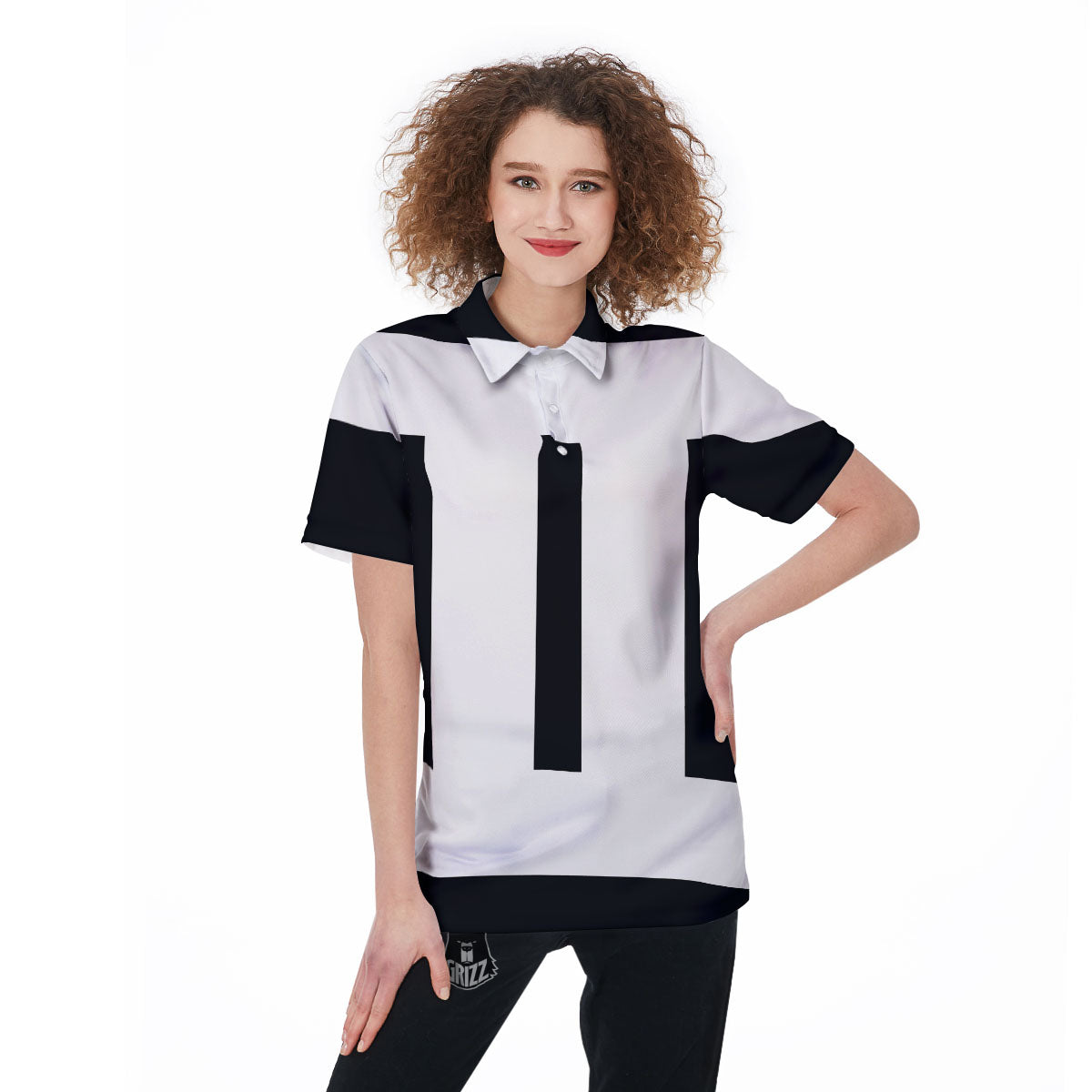 Gemini Sign White And Black Print Women's Golf Shirts-grizzshop