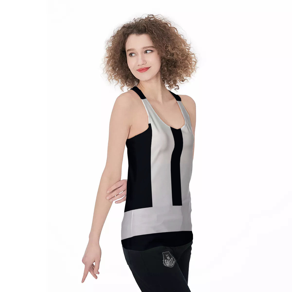 Gemini Sign White And Black Print Women's Racerback Tank Top-grizzshop