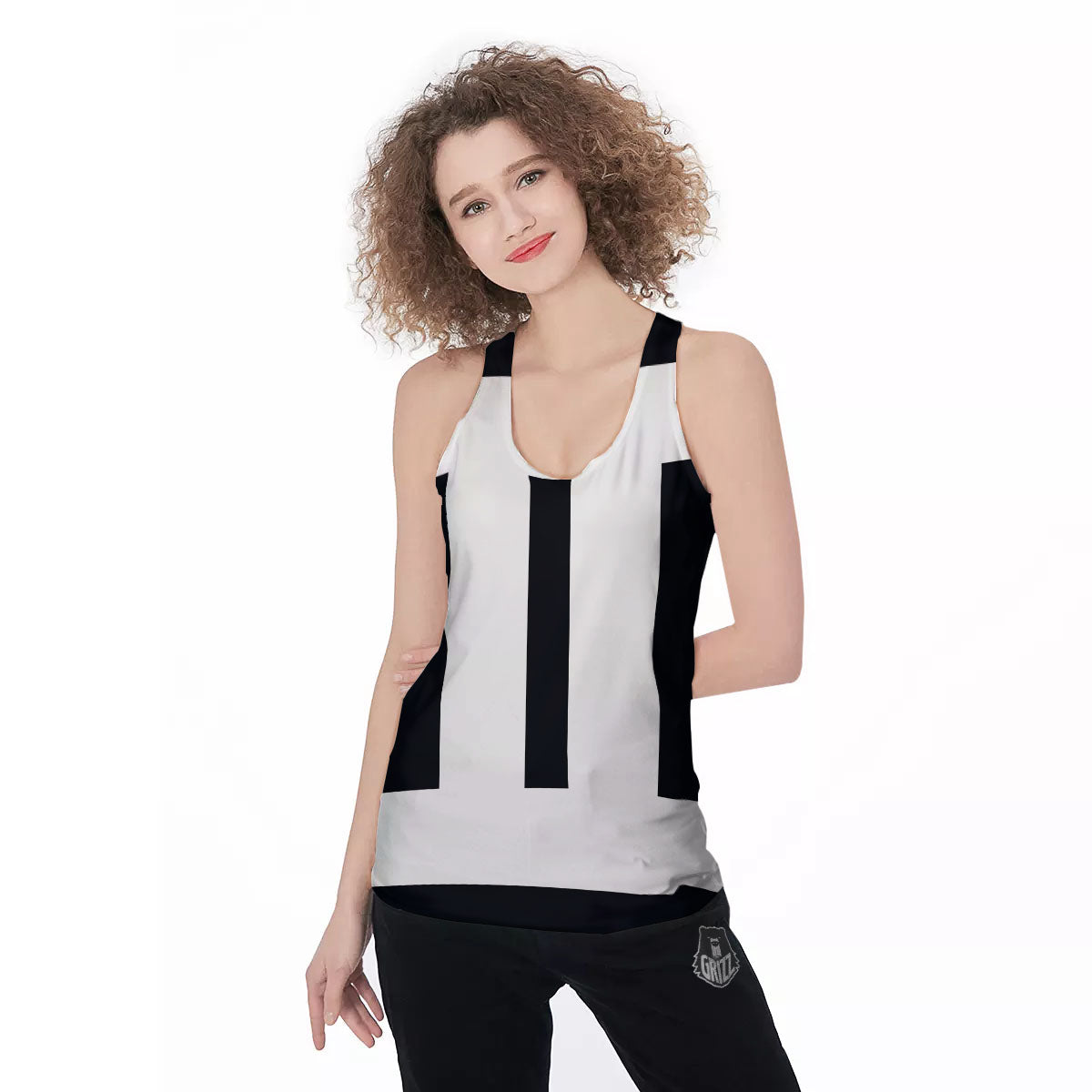 Gemini Sign White And Black Print Women's Racerback Tank Top-grizzshop