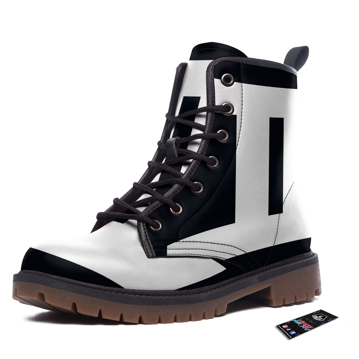Gemini Sign White And Black Print Work Boots-grizzshop