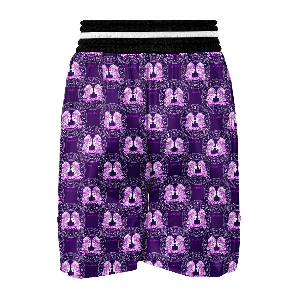 Gemini Zodiac Pattern Print Boxing Shorts-grizzshop