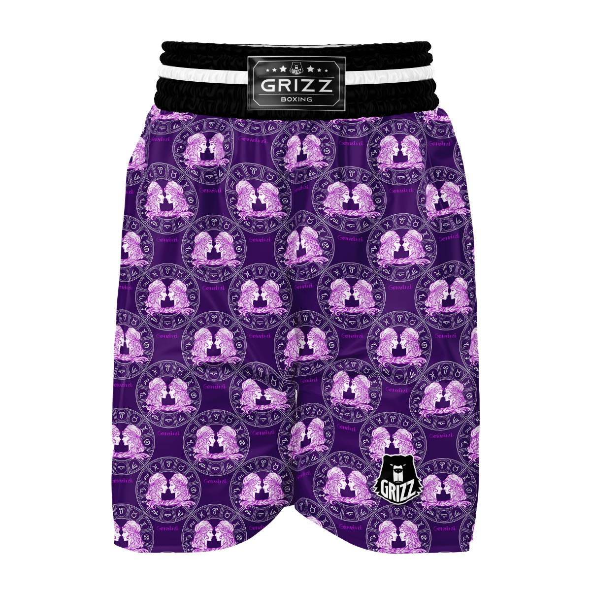 Gemini Zodiac Pattern Print Boxing Shorts-grizzshop