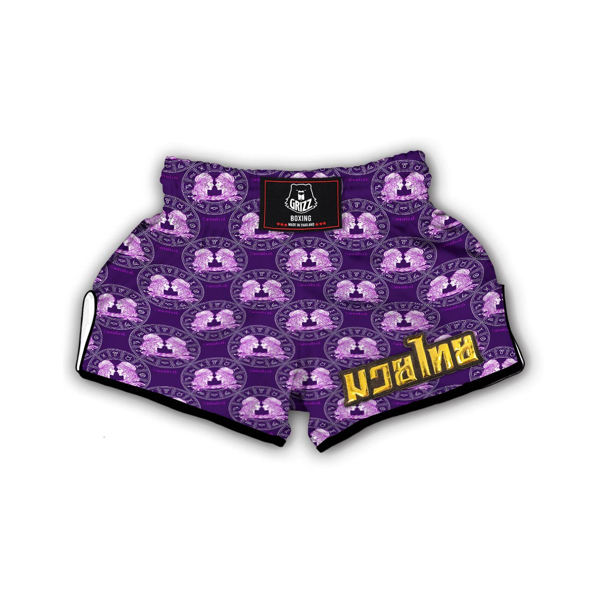 Gemini Zodiac Pattern Print Muay Thai Boxing Shorts-grizzshop