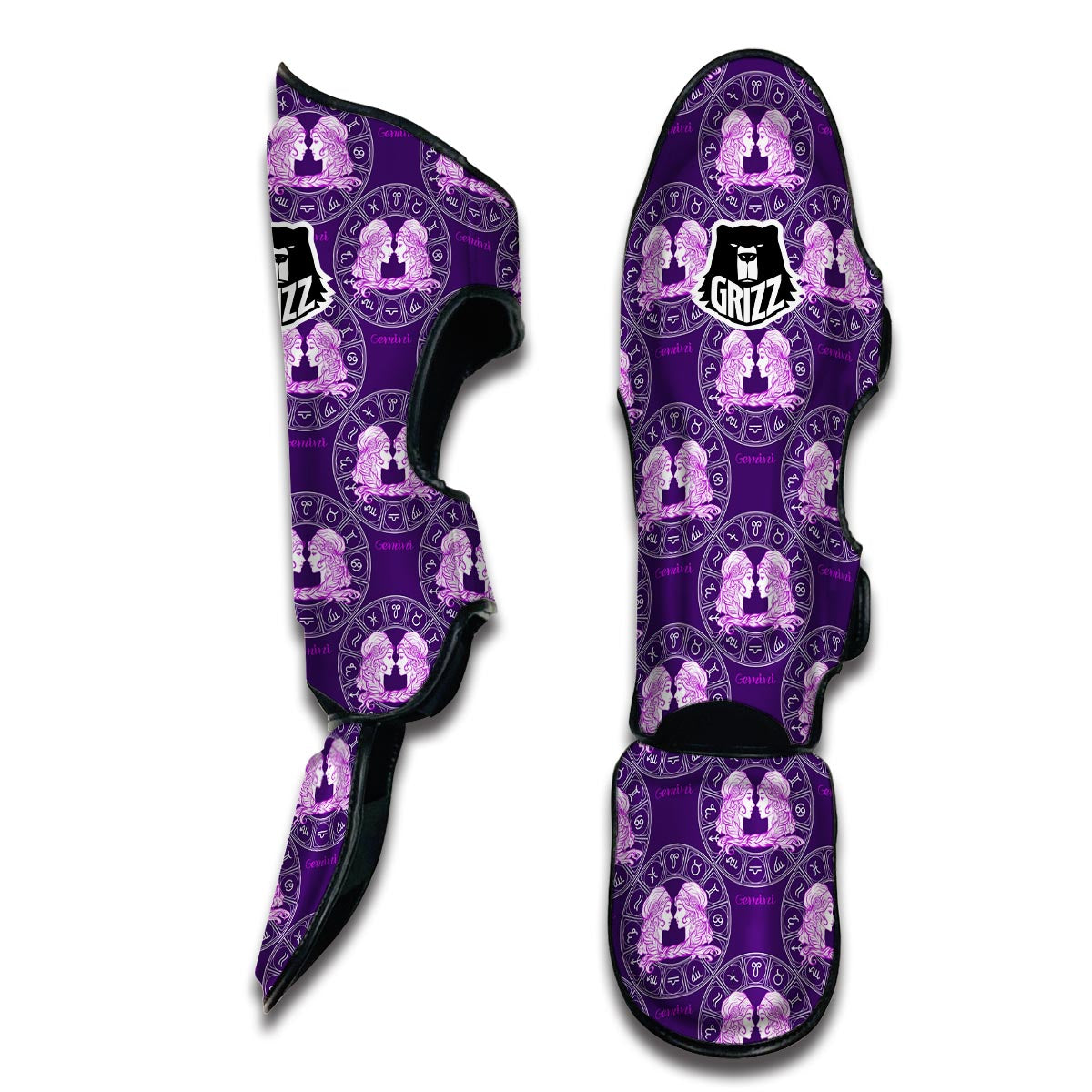 Gemini Zodiac Pattern Print Muay Thai Shin Guards-grizzshop