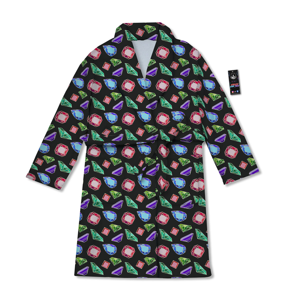 Gems Diamond Print Bathrobe-grizzshop
