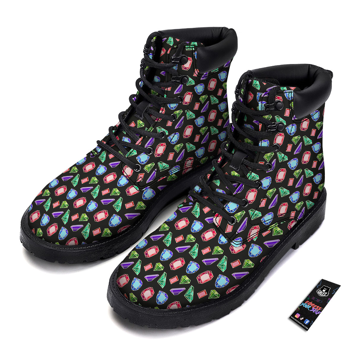 Gems Diamond Print Boots-grizzshop
