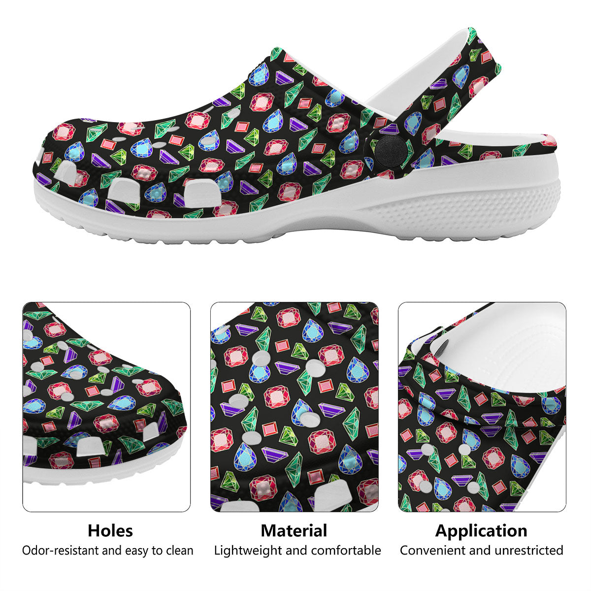 Gems Diamond Print Clog-grizzshop