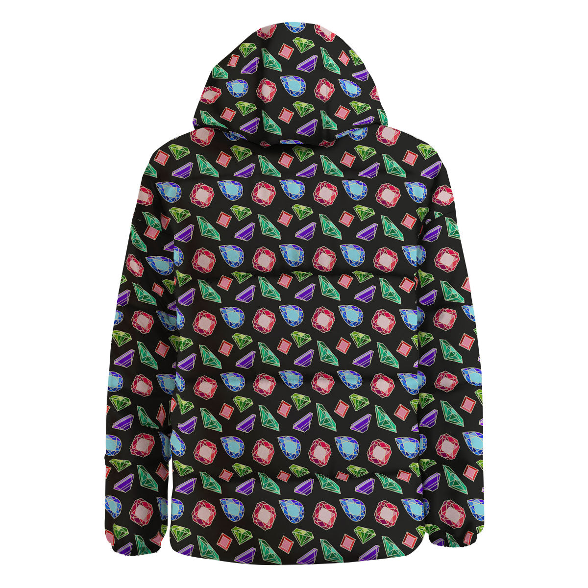 Gems Diamond Print Down Jacket-grizzshop