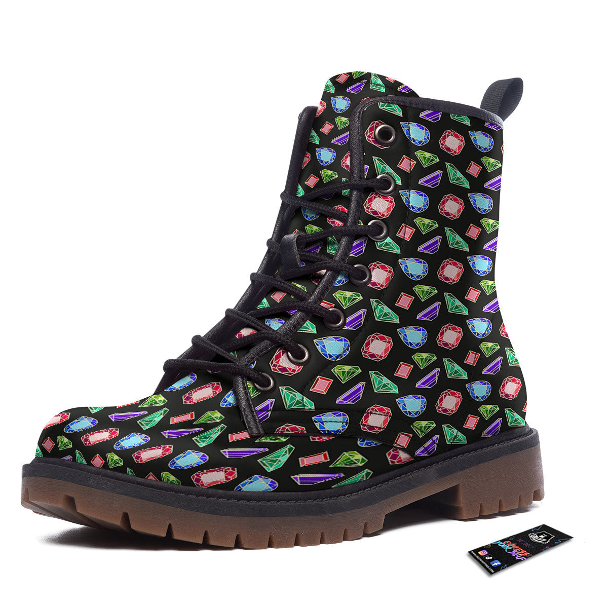 Gems Diamond Print Work Boots-grizzshop
