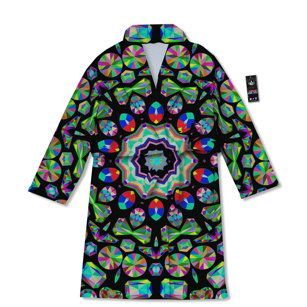 Gems Kaleidoscope Colorful Print Bathrobe-grizzshop
