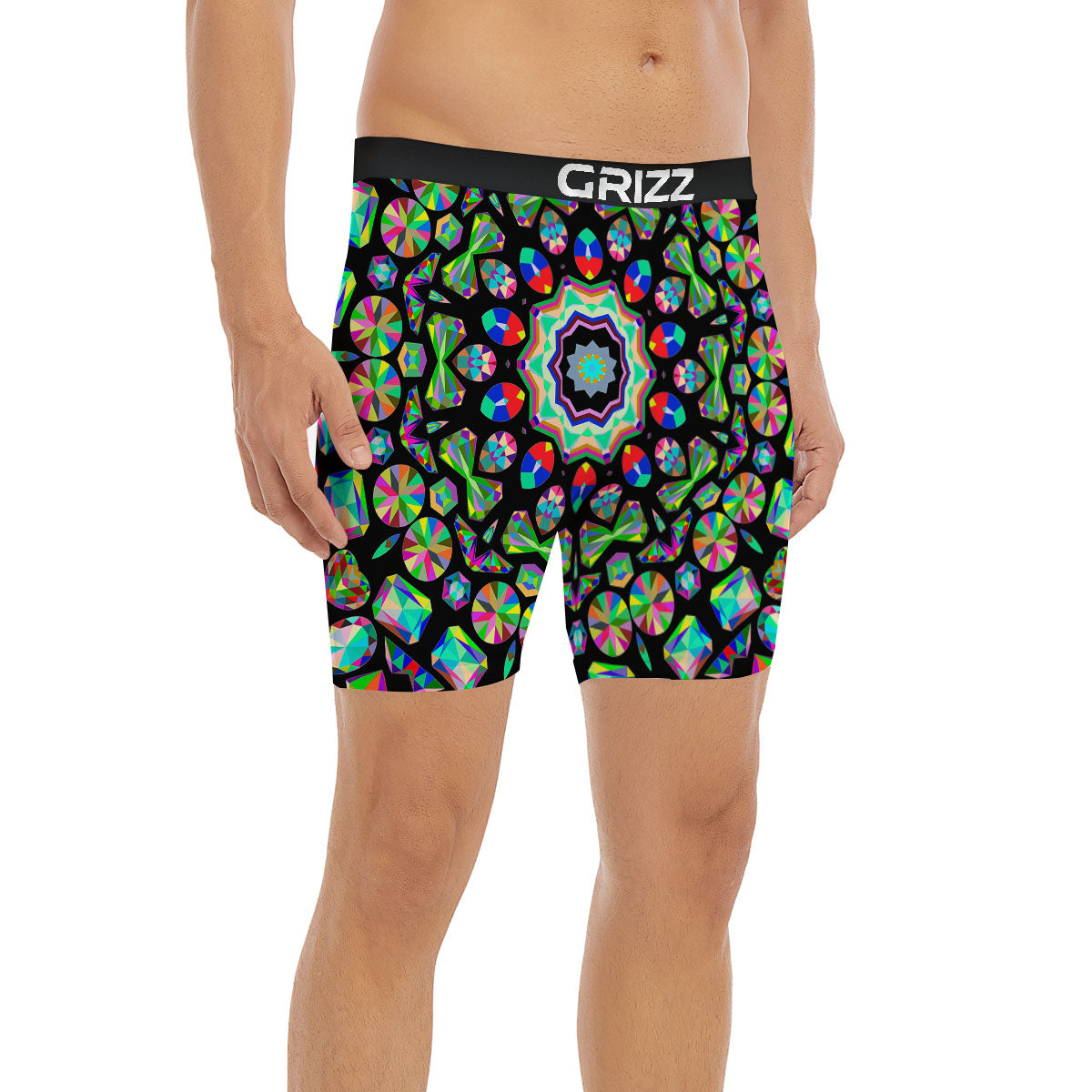Gems Kaleidoscope Colorful Print Boxer Briefs-grizzshop