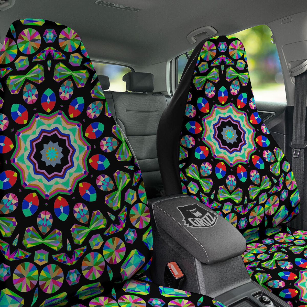 Gems Kaleidoscope Colorful Print Car Seat Covers-grizzshop