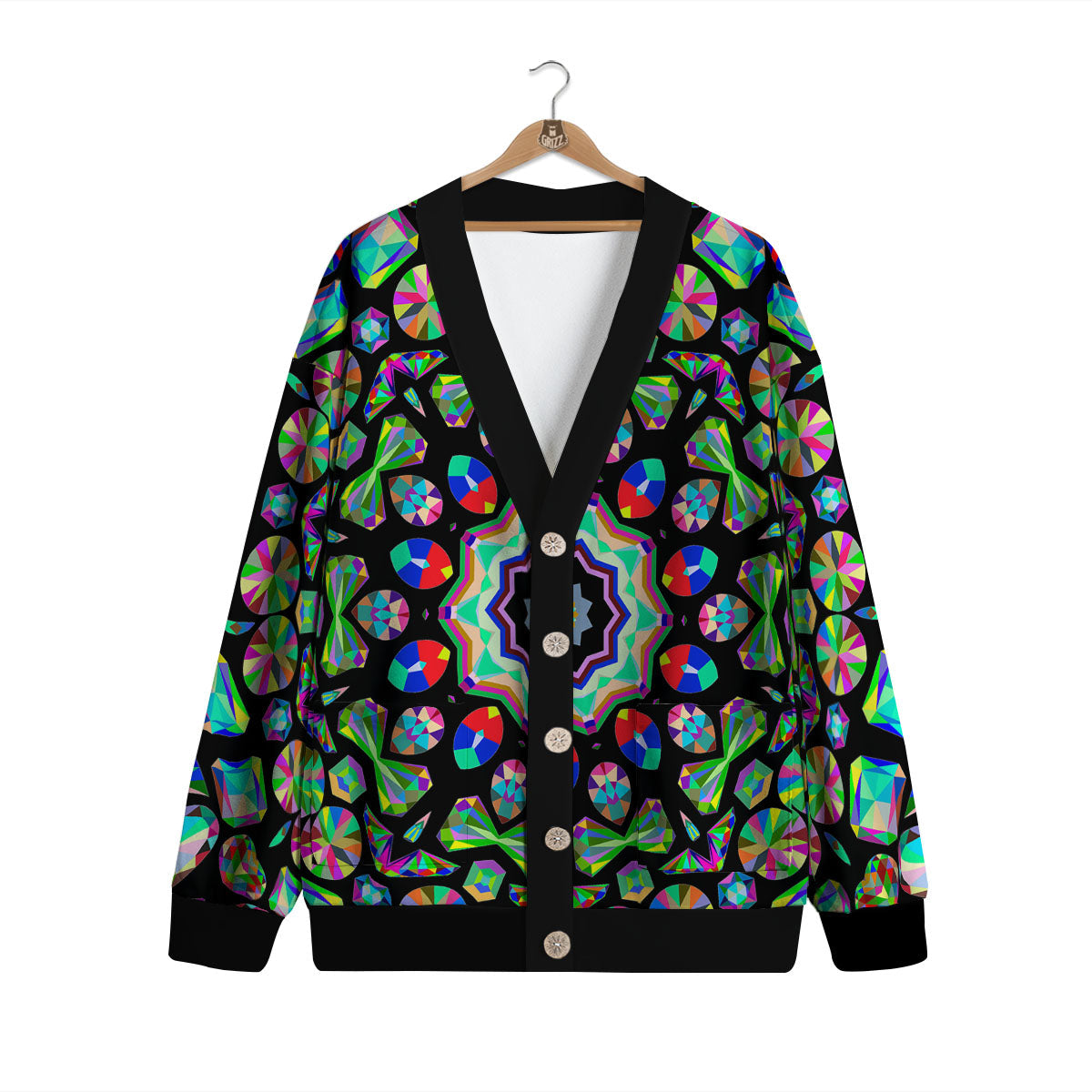 Gems Kaleidoscope Colorful Print Cardigan-grizzshop
