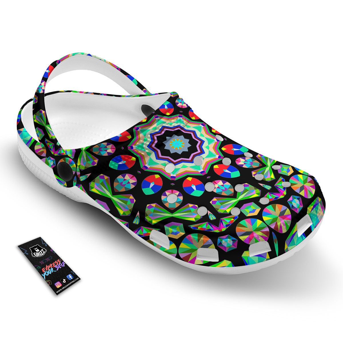 Gems Kaleidoscope Colorful Print Clog-grizzshop