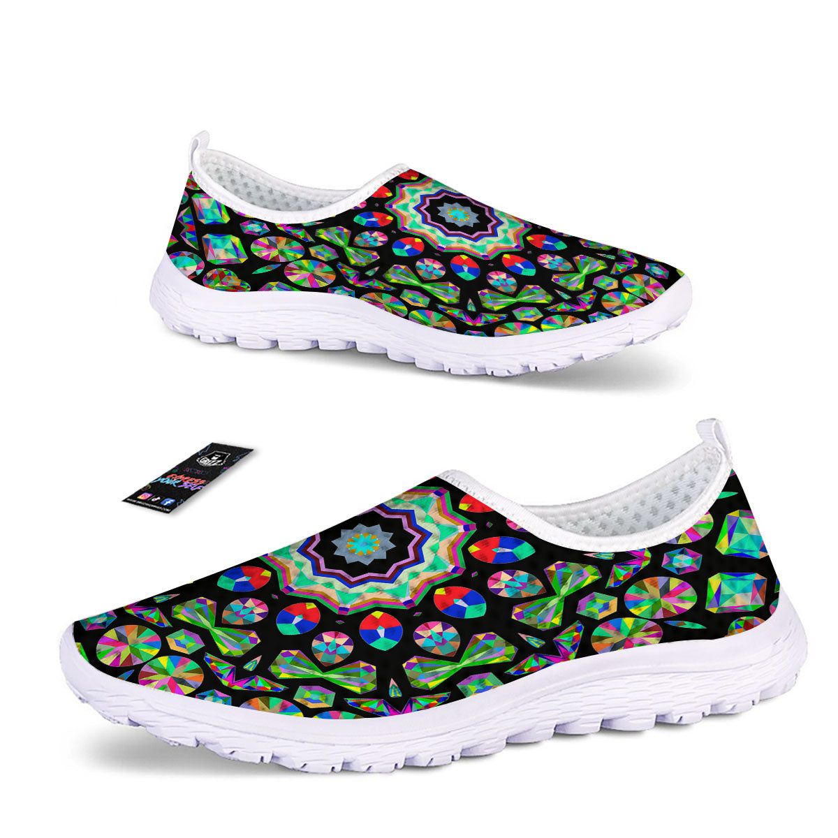 Gems Kaleidoscope Colorful Print Nurse Shoes-grizzshop