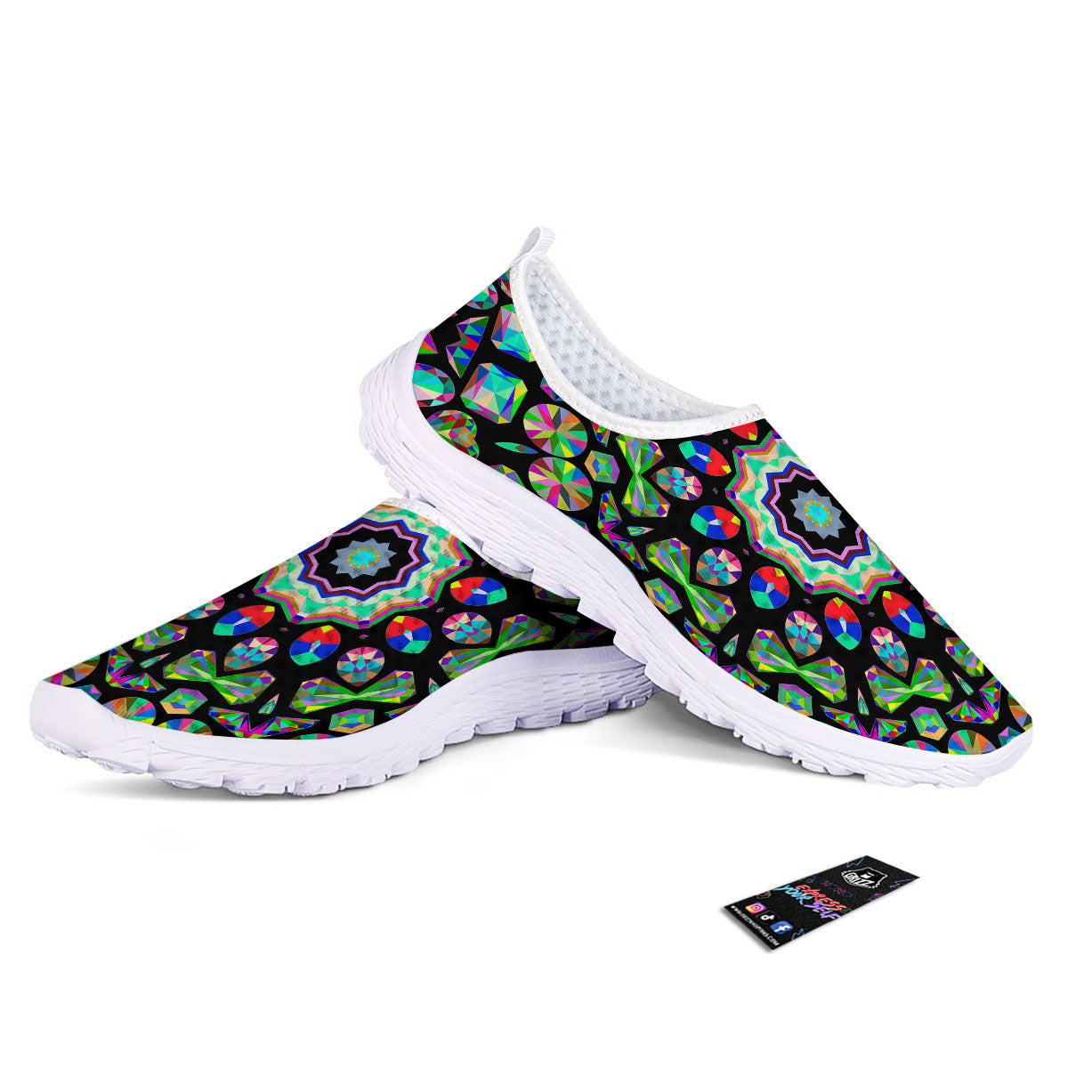 Gems Kaleidoscope Colorful Print Nurse Shoes-grizzshop
