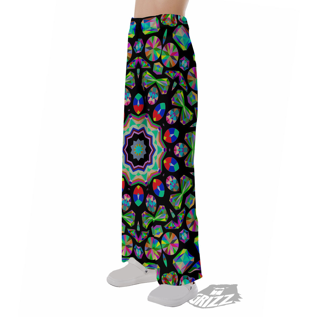 Gems Kaleidoscope Colorful Print Pajama Pants-grizzshop