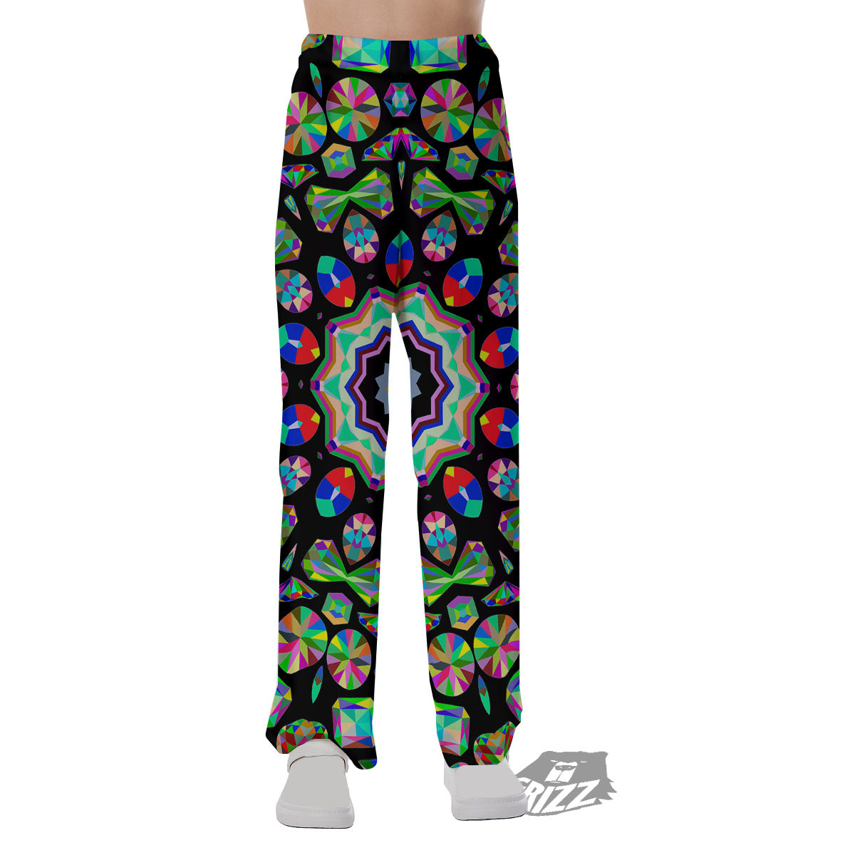 Gems Kaleidoscope Colorful Print Pajama Pants-grizzshop