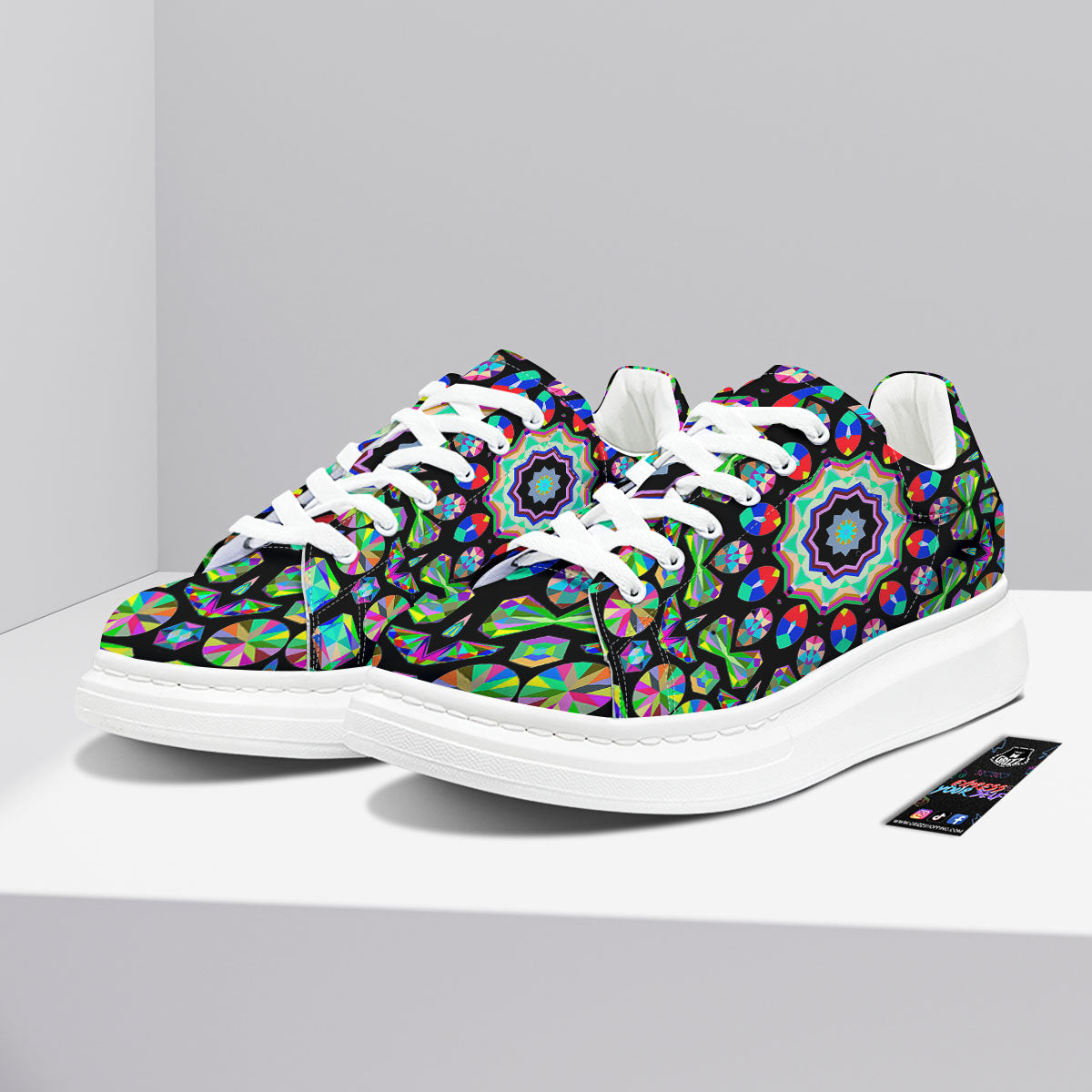 Gems Kaleidoscope Colorful Print Platform Shoes-grizzshop