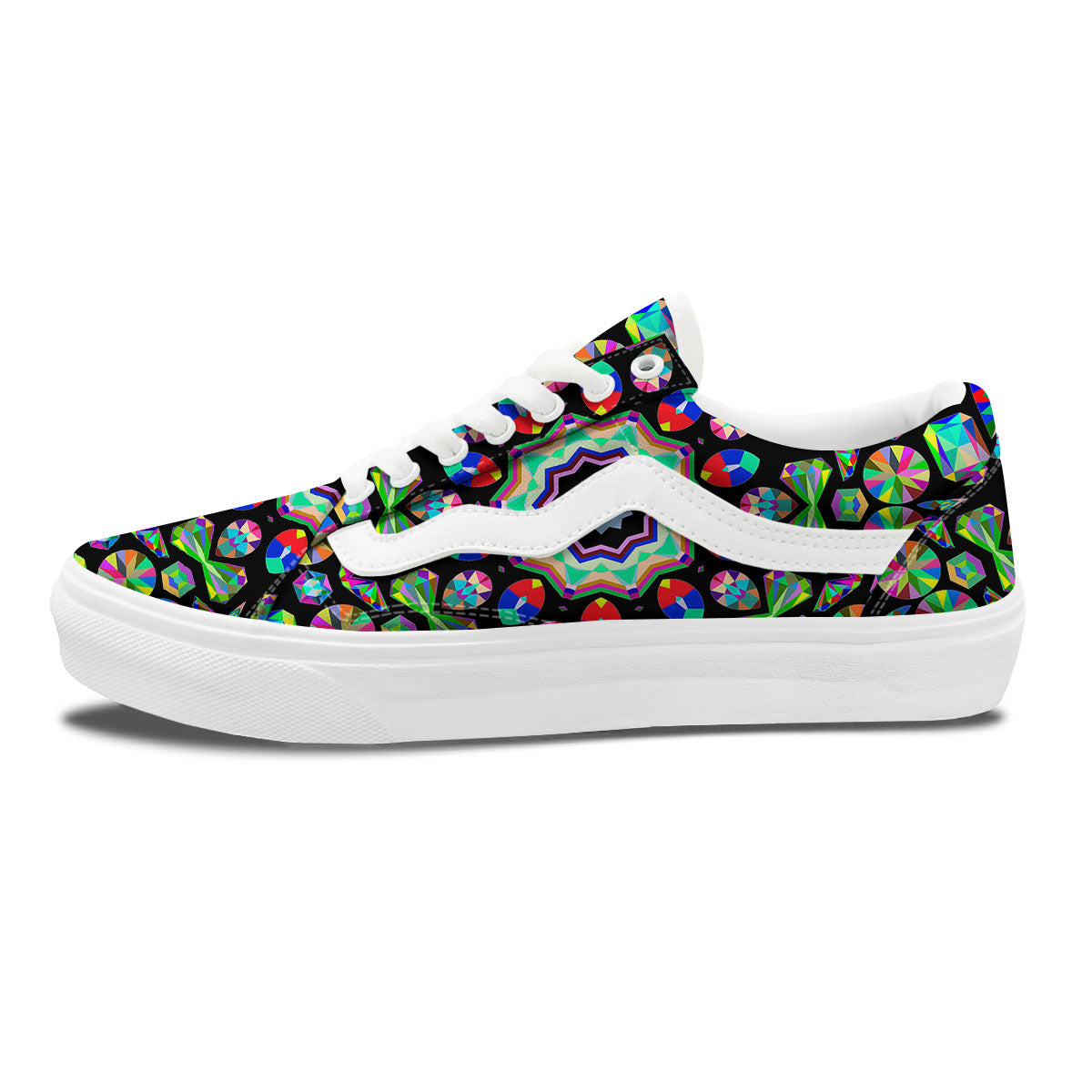 Gems Kaleidoscope Colorful Print Skate Shoes-grizzshop