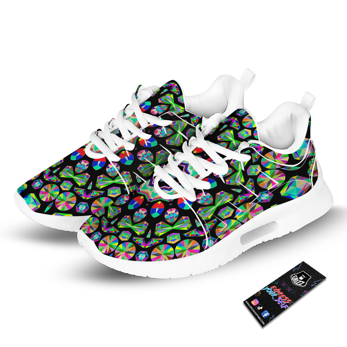 Gems Kaleidoscope Colorful Print Tennis Shoes-grizzshop