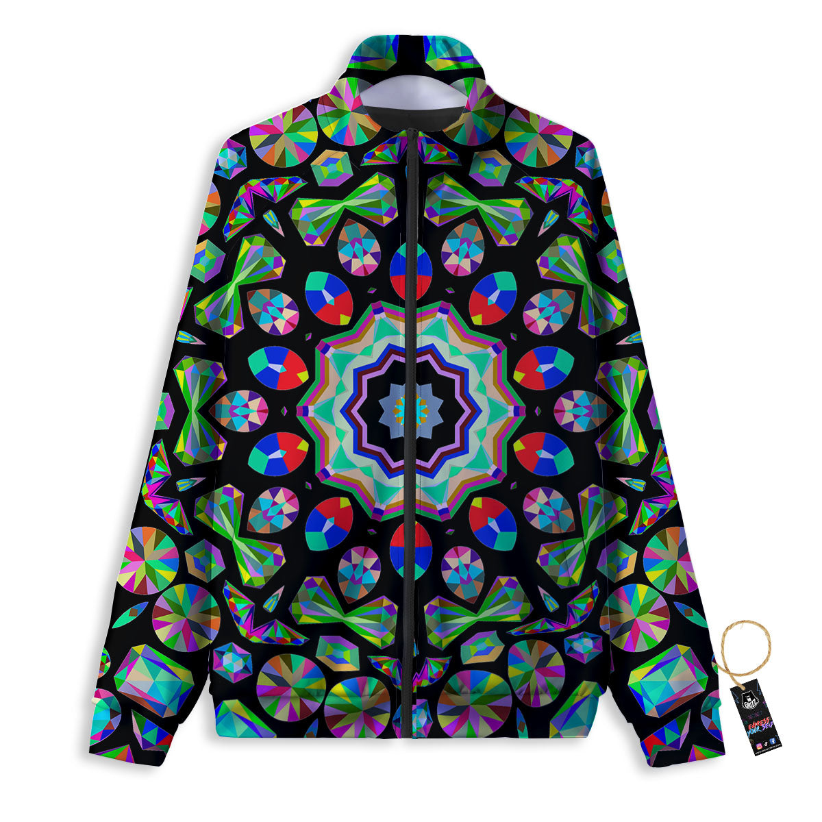Gems Kaleidoscope Colorful Print Track Jacket-grizzshop