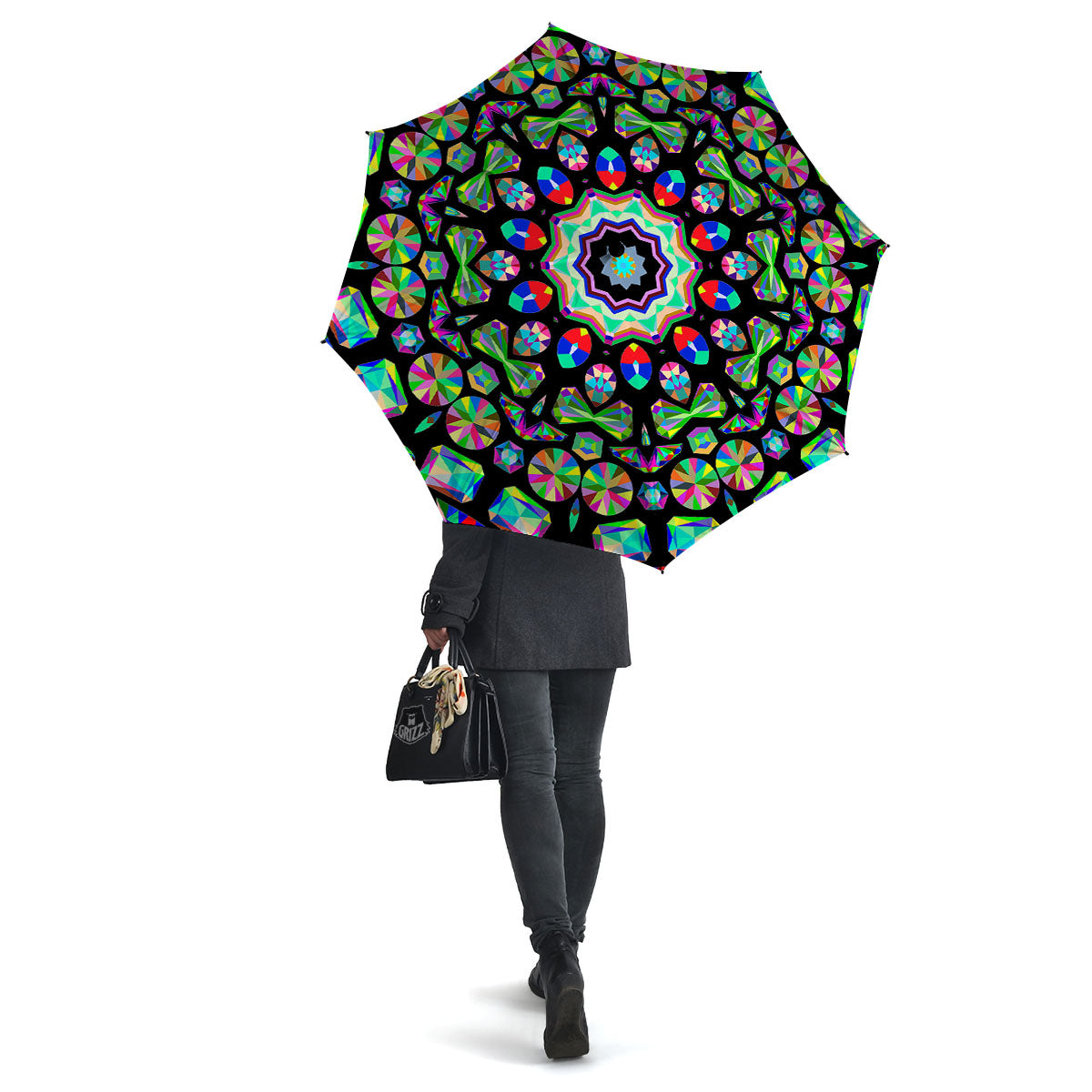 Gems Kaleidoscope Colorful Print Umbrella-grizzshop