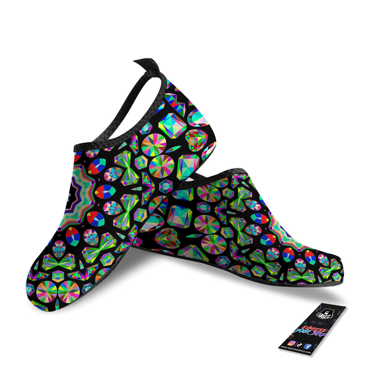 Gems Kaleidoscope Colorful Print Water Shoes-grizzshop