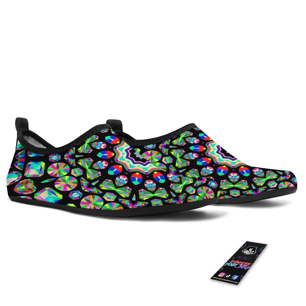 Gems Kaleidoscope Colorful Print Water Shoes-grizzshop