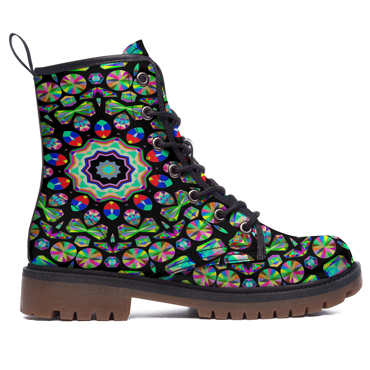 Gems Kaleidoscope Colorful Print Work Boots-grizzshop