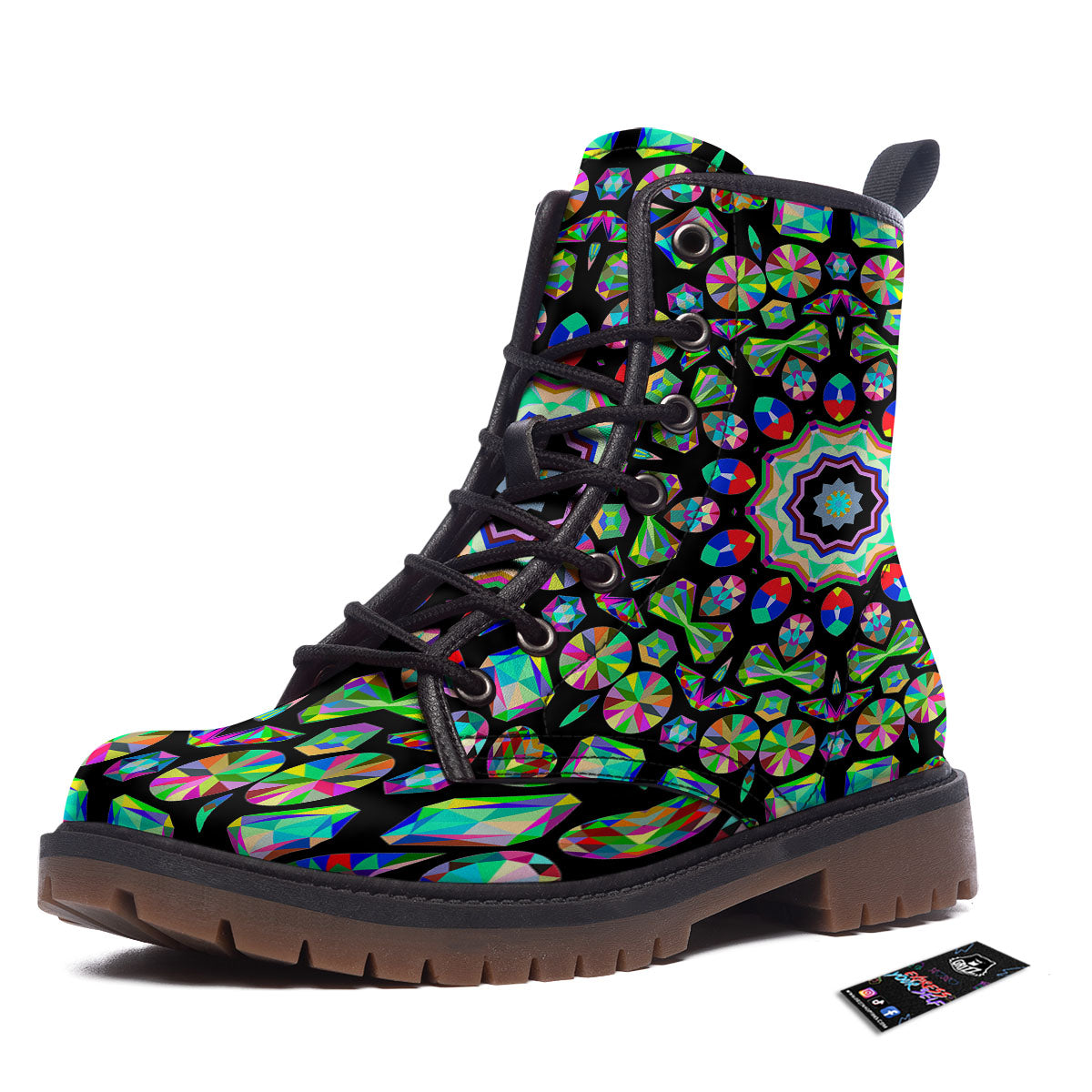 Gems Kaleidoscope Colorful Print Work Boots-grizzshop