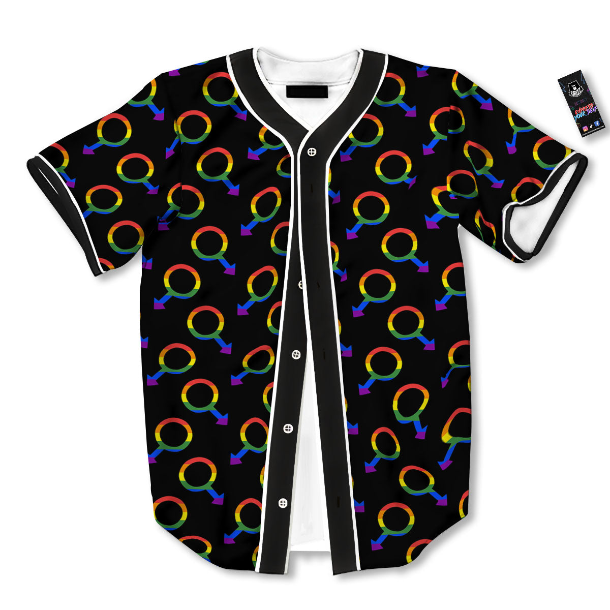 Gender Symbol Gay Pride Print Pattern Baseball Jersey-grizzshop