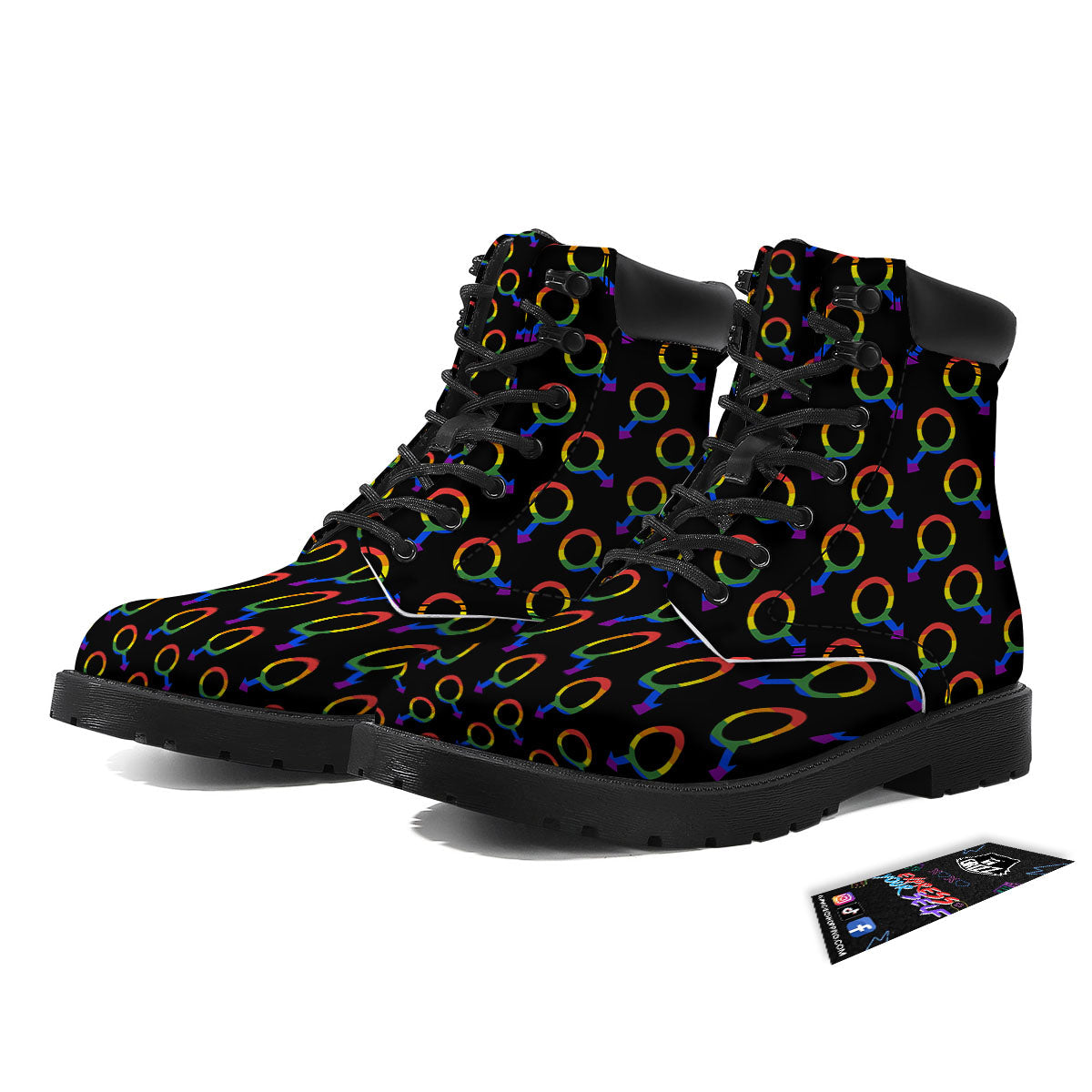 Gender Symbol Gay Pride Print Pattern Boots-grizzshop