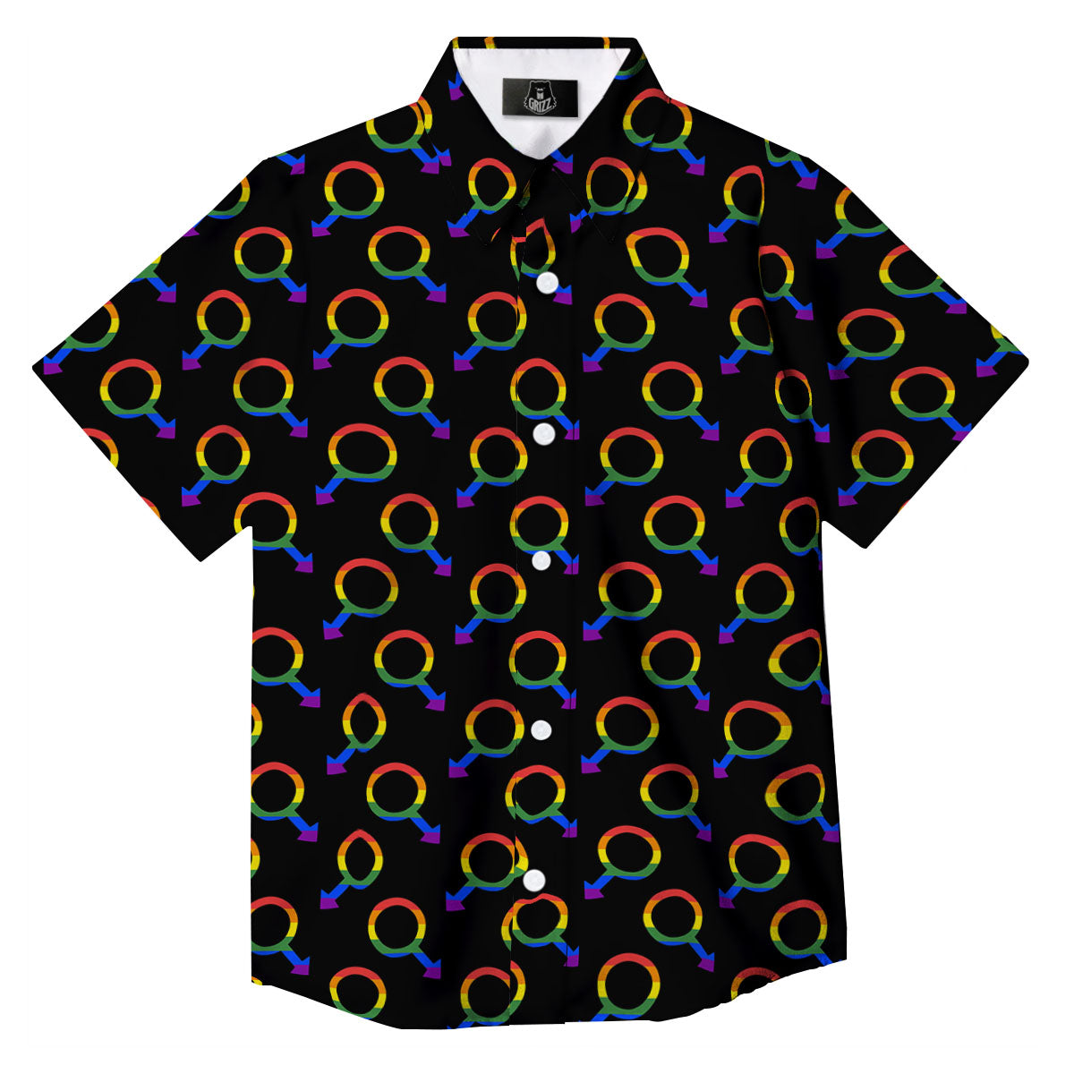 Gender Symbol Gay Pride Print Pattern Button Up Shirt-grizzshop