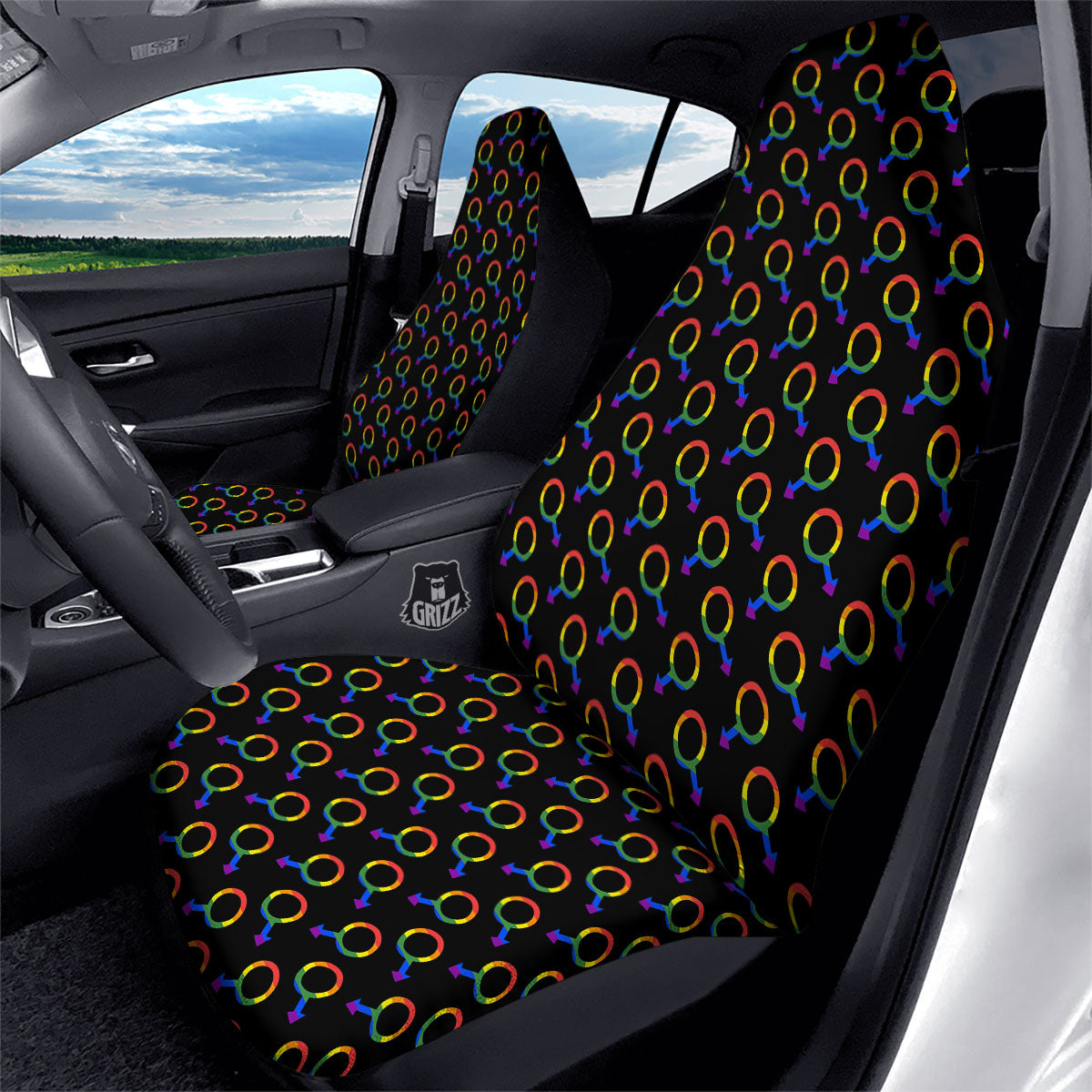 Gender Symbol Gay Pride Print Pattern Car Seat Covers-grizzshop