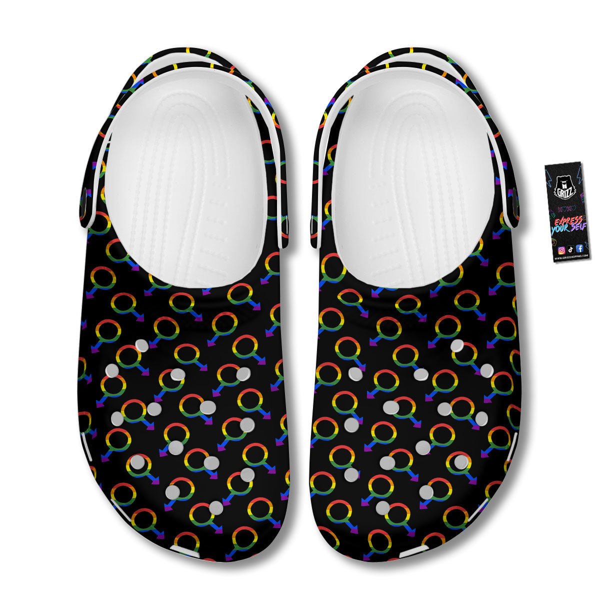 Gender Symbol Gay Pride Print Pattern Clog-grizzshop