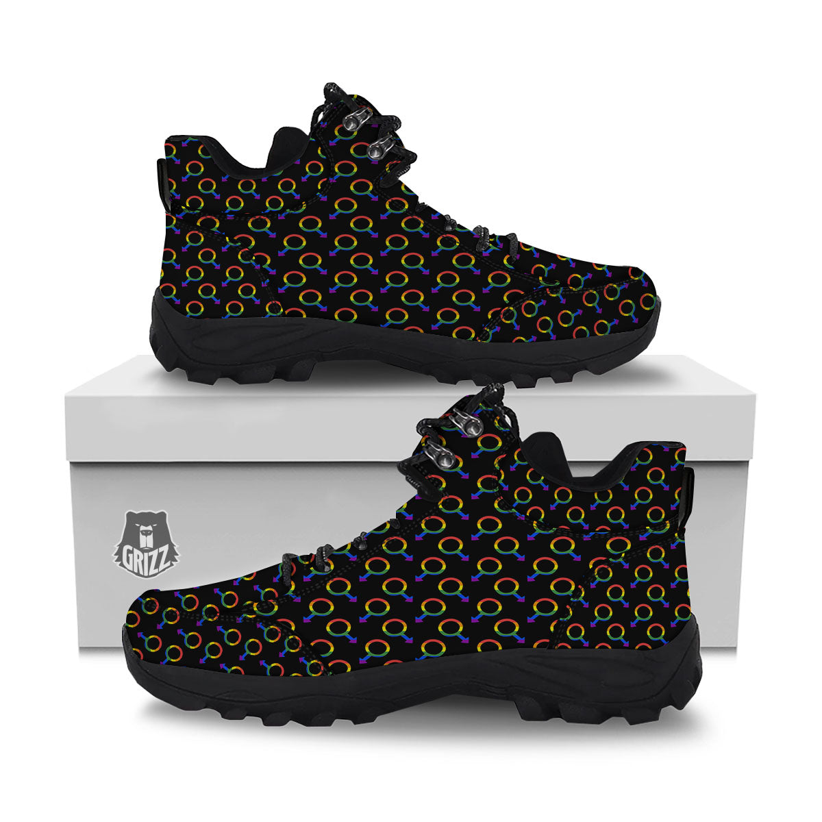 Gender Symbol Gay Pride Print Pattern Hiking Shoes-grizzshop