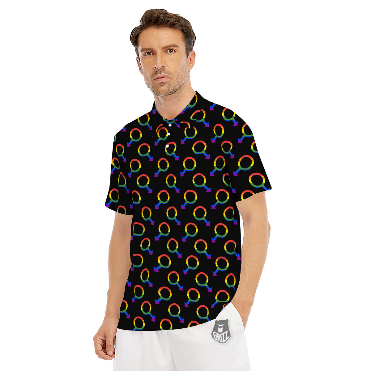 Gender Symbol Gay Pride Print Pattern Men's Golf Shirts-grizzshop