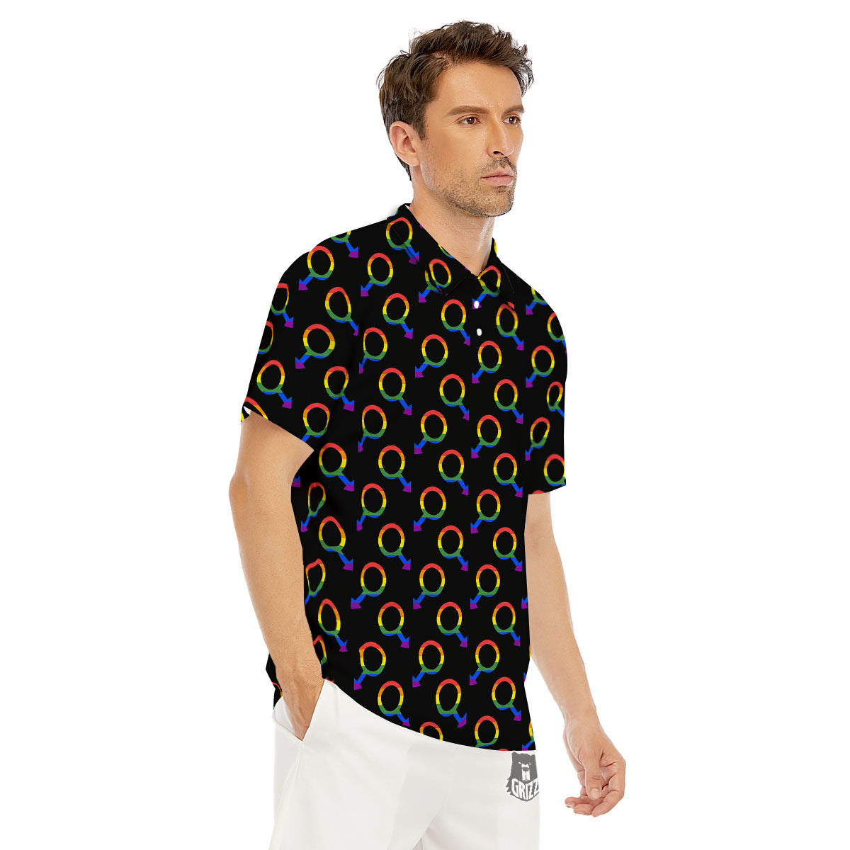 Gender Symbol Gay Pride Print Pattern Men's Golf Shirts-grizzshop