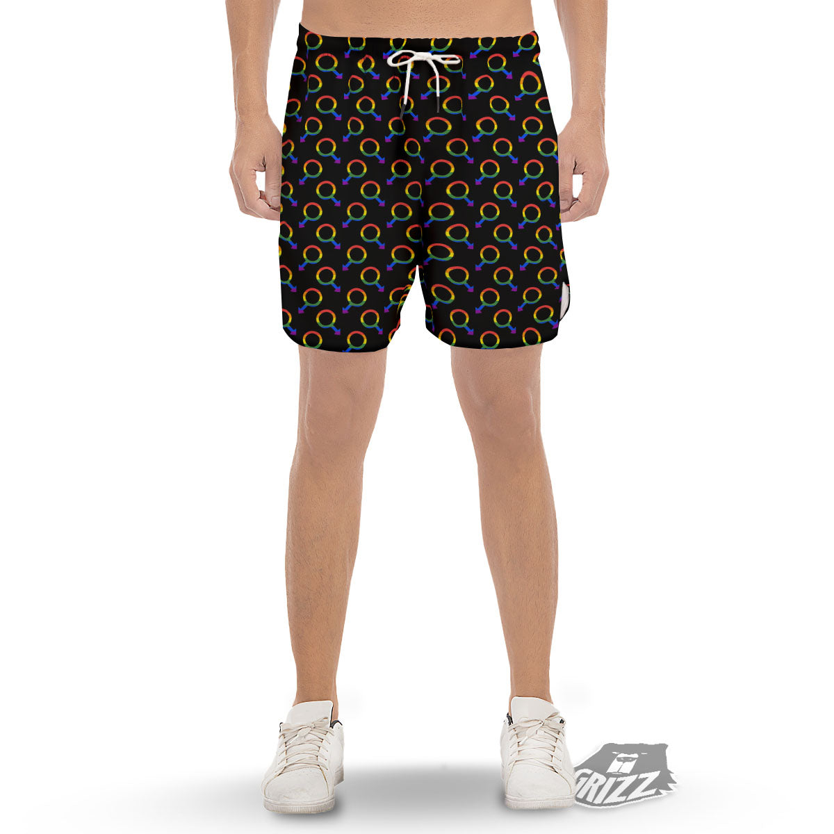 Gender Symbol Gay Pride Print Pattern Men's Gym Shorts-grizzshop