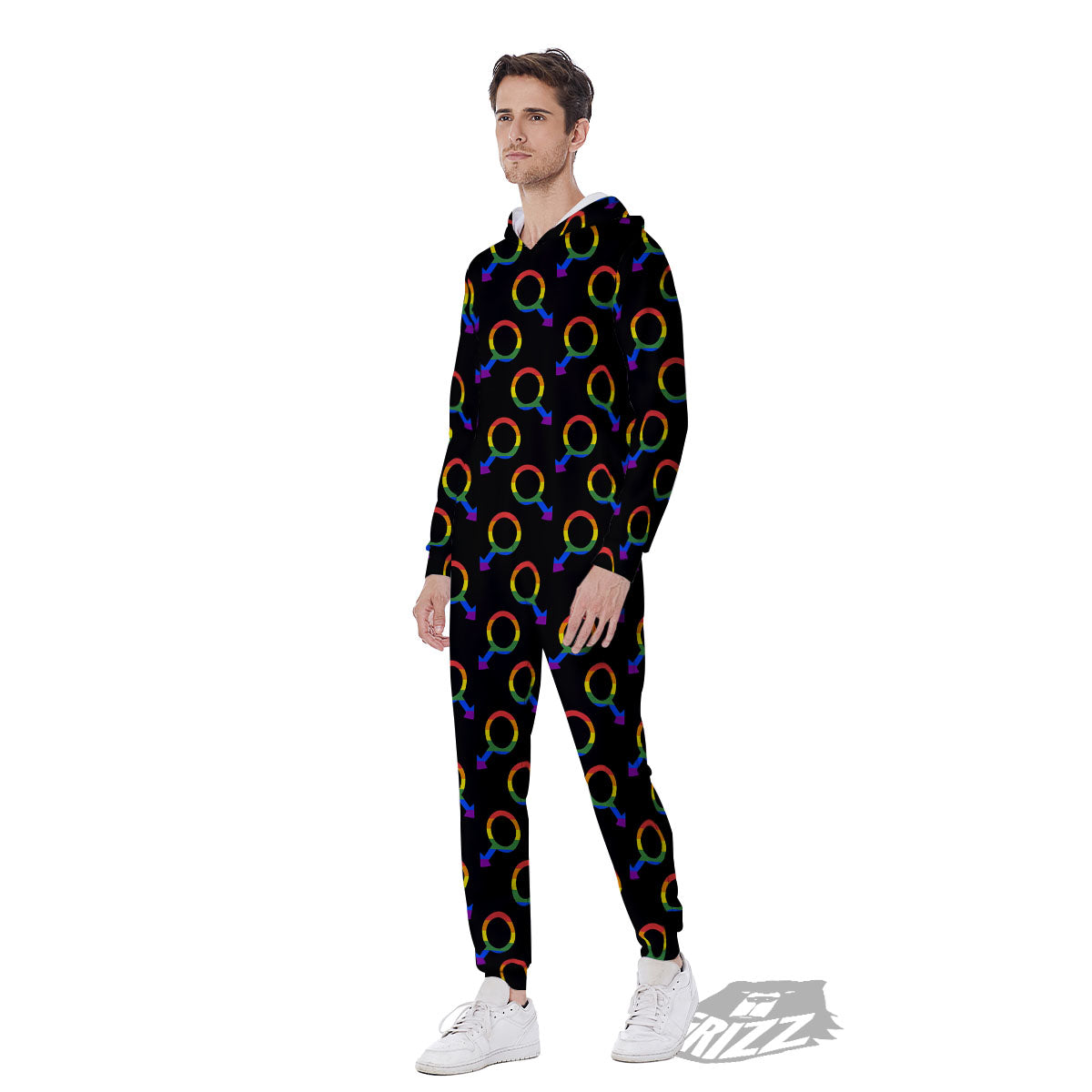 Gender Symbol Gay Pride Print Pattern Men's Jumpsuit-grizzshop