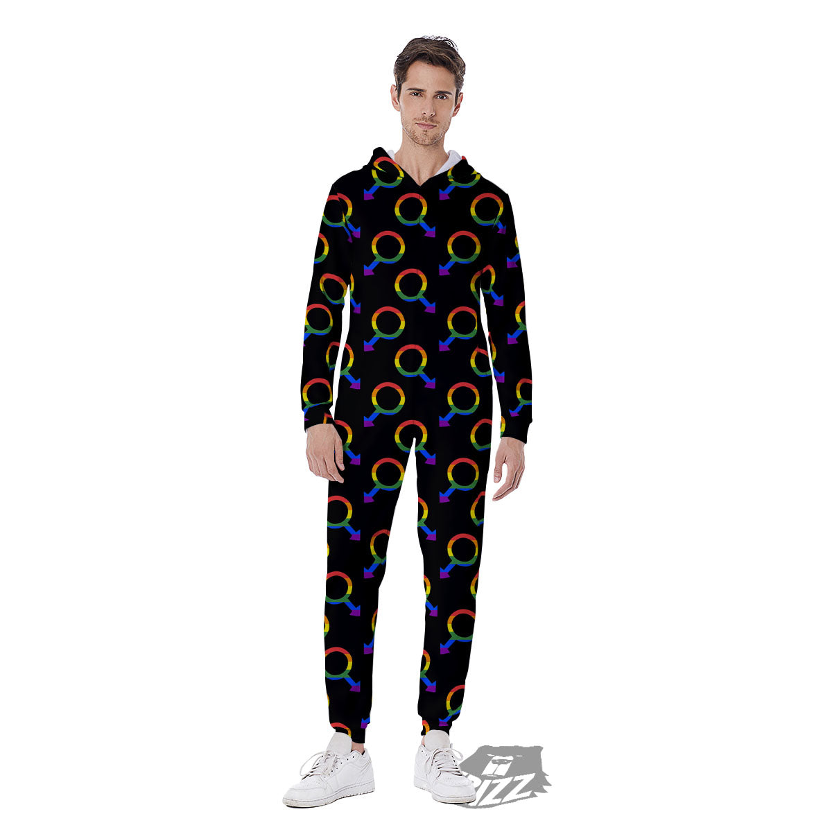 Gender Symbol Gay Pride Print Pattern Men's Jumpsuit-grizzshop