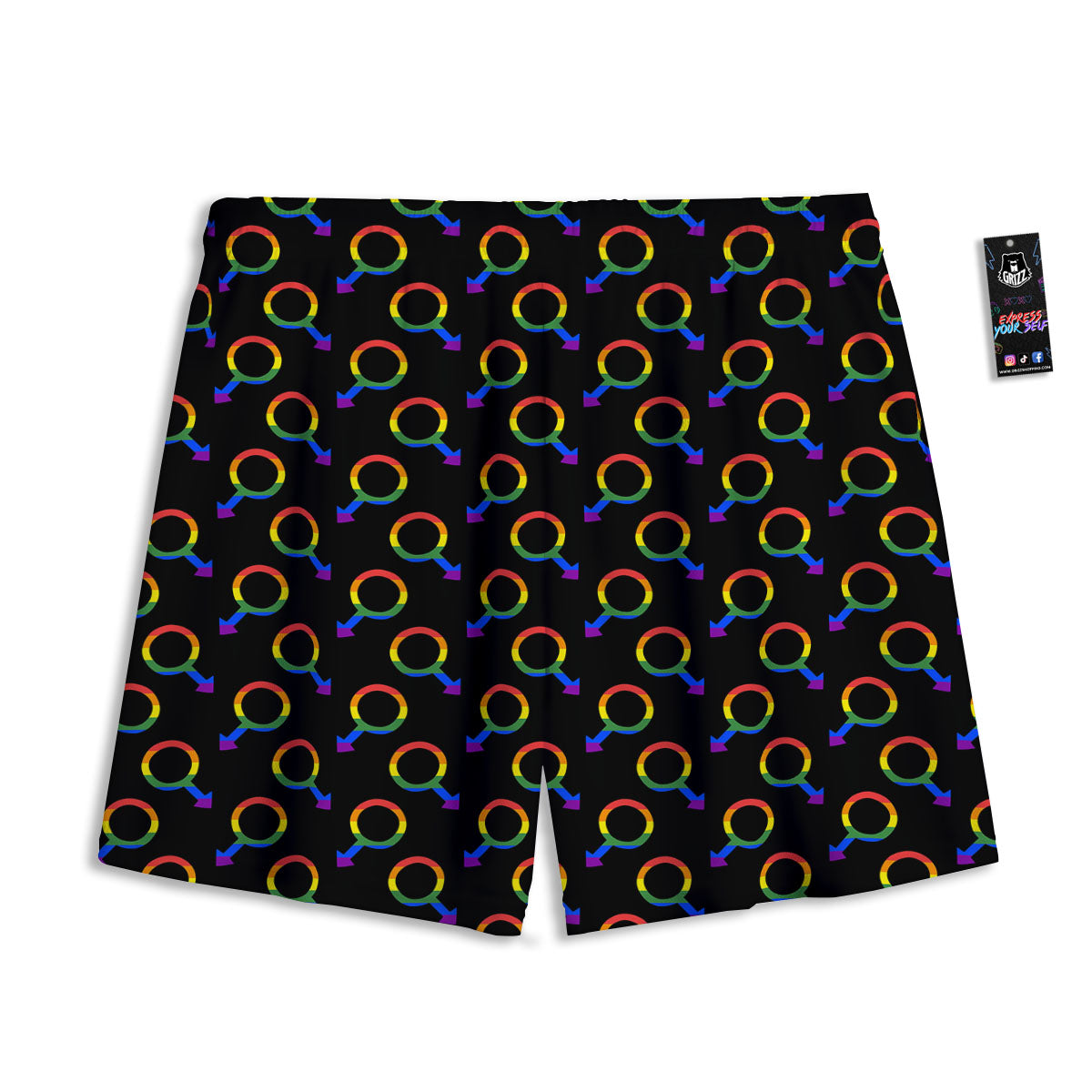 Gender Symbol Gay Pride Print Pattern Mesh Shorts