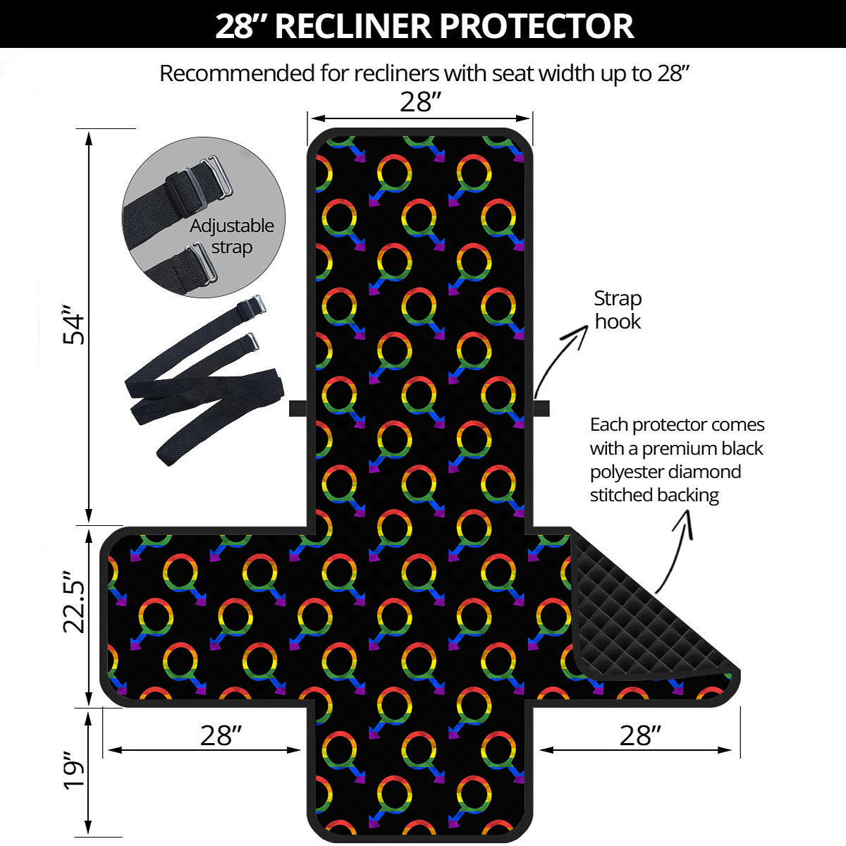 Gender Symbol Gay Pride Print Pattern Recliner Protector-grizzshop