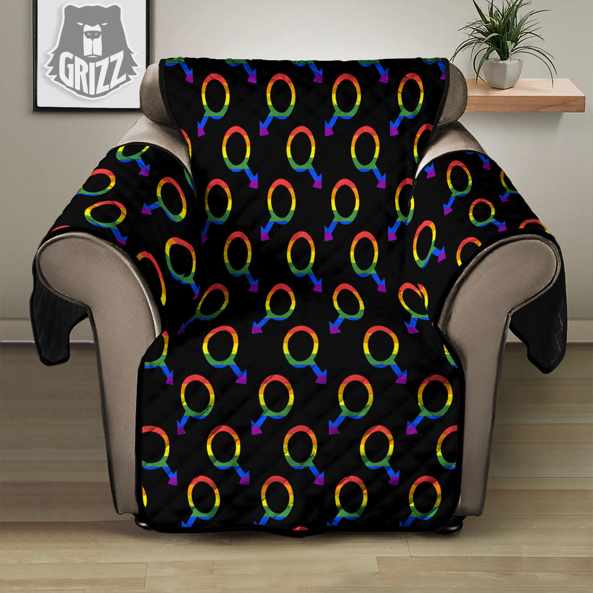 Gender Symbol Gay Pride Print Pattern Recliner Protector-grizzshop