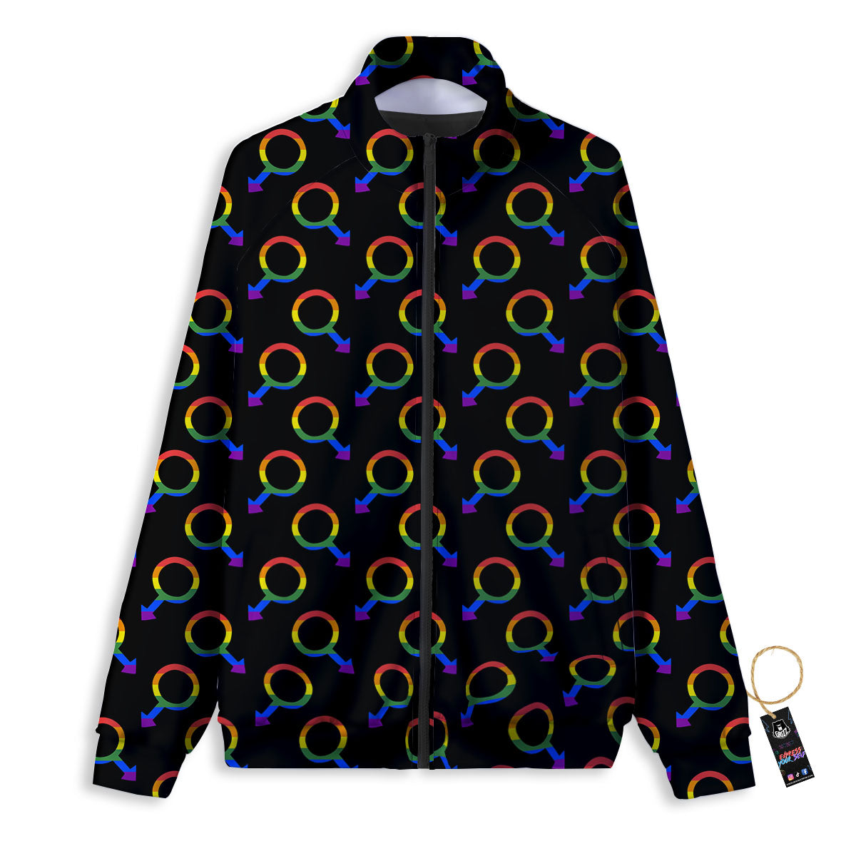 Gender Symbol Gay Pride Print Pattern Track Jacket-grizzshop