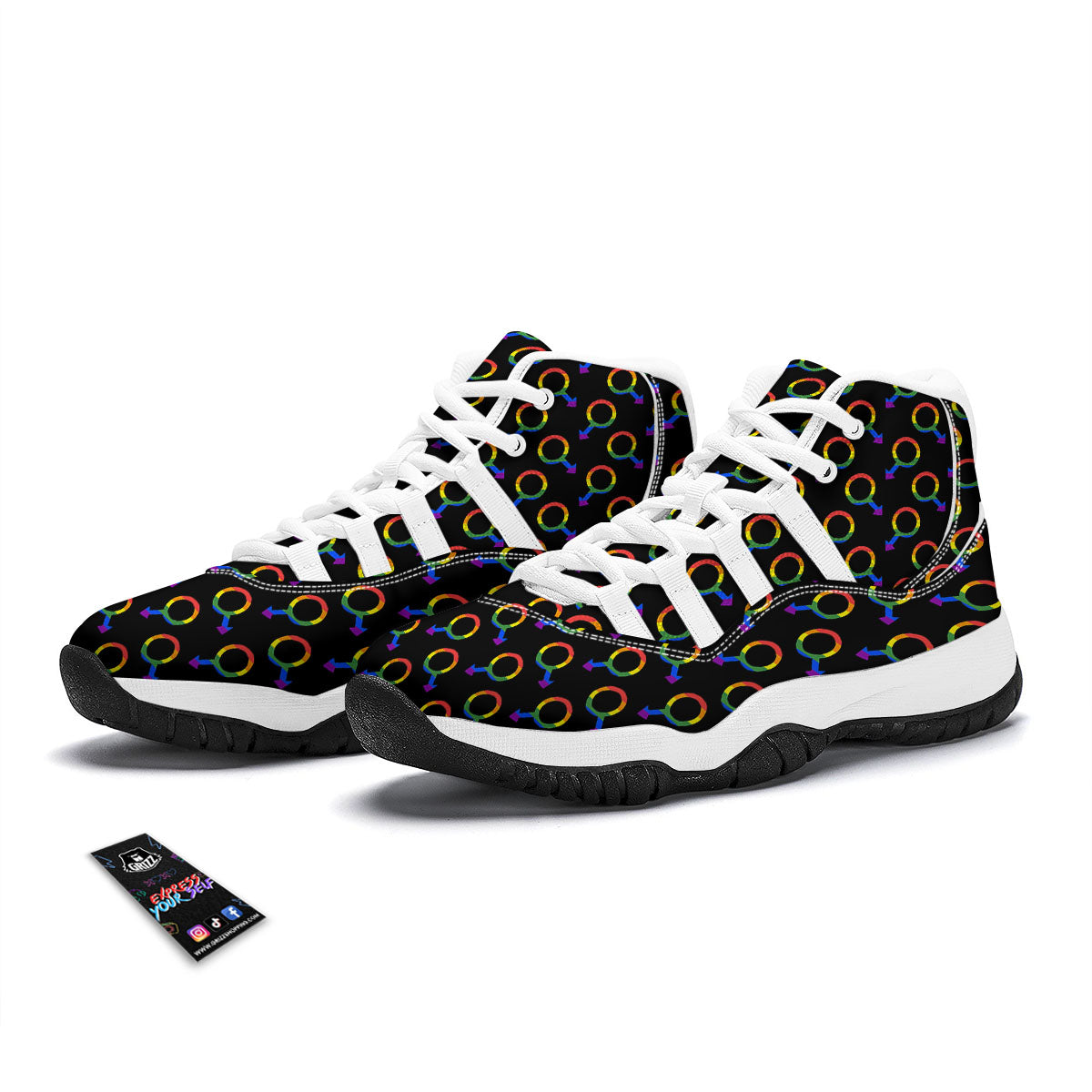 Gender Symbol Gay Pride Print Pattern White Bball Shoes-grizzshop